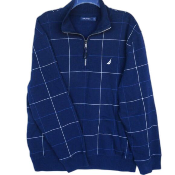 Nautica Men's Size XL 1/4 Zip Navy Blue Pullover Long Sleeve Sweatshirt … - Picture 1 of 11